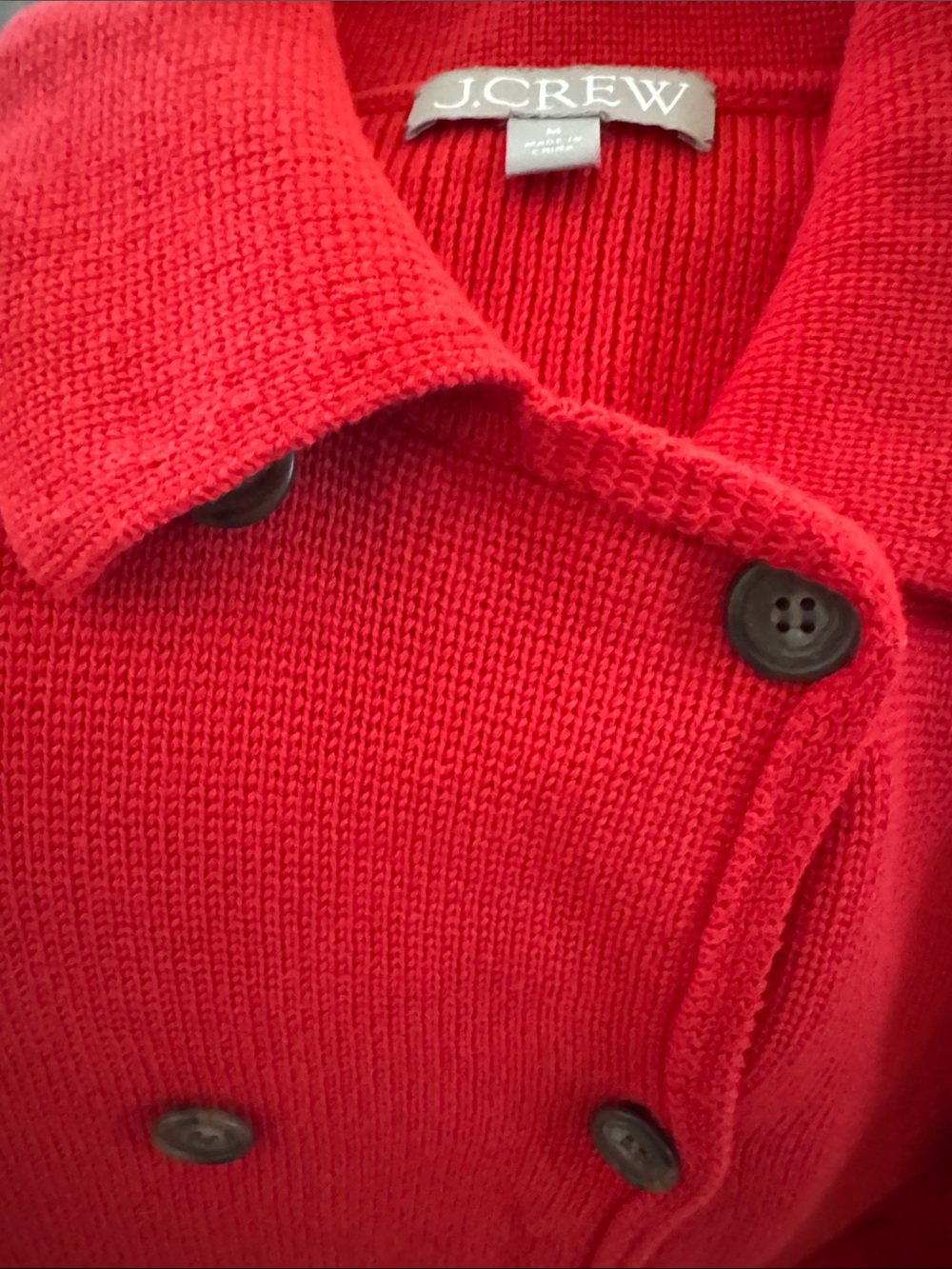 J. Crew Bright Red Double-Breasted Knit Jacket - Picture 3 of 7
